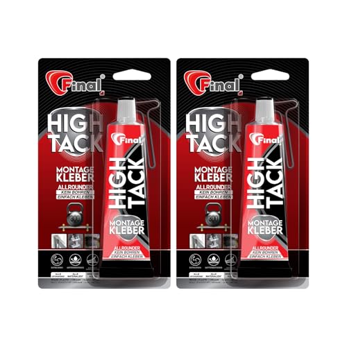 FINAL High Tack Montagekleber - 2 x 75ml Tube - hochqualitativer Hybrid MS Polymer Baukleber, zuverlässiger Montageklebstoff für perfekte Haftung im Innen- und Außenbereich von Final