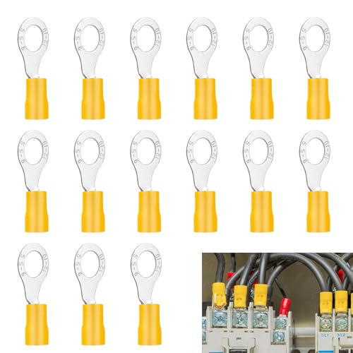 15 Stück Ringkabelschuhe,4,0-6,0 mm² gelb Loch-Ø M6 PVC weiblicher Steckverbinder,Teillisoliert PVC RV Kabel-Verbinder aus Kupfer verzinnt,Kabelverbinder,Ringkabelschuhe Set 15 Stück Ringkabelschuhe,4,0-6,0 mm² gelb Loch-Ø M6 PVC weiblicher Steckverbinder,Teillisoliert PVC RV Kabel-Verbinder aus Kupfer verzinnt,Kabelverbinder,Ringkabelschuhe Set von FinalCool