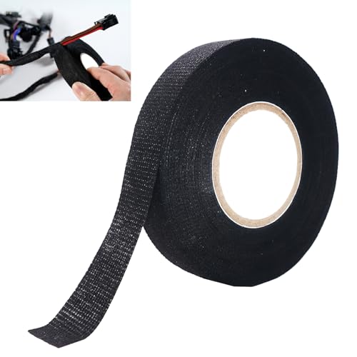 Gewebeband Schwarz - 15m x 9mm x 0.8mm - Isolierband, Wärmedämmband, Hochtemperatur-Gewebeband, Filzband Für Fahrzeugkabelbäume, Isolierband, Fahrzeugkabelbaum, Haus, Auto, Motorradkabel Gewebeband Schwarz - 15m x 9mm x 0.8mm - Isolierband, Wärmedämmband, Hochtemperatur-Gewebeband, Filzband Für Fahrzeugkabelbäume, Isolierband, Fahrzeugkabelbaum, Haus, Auto, Motorradkabel von FinalCool
