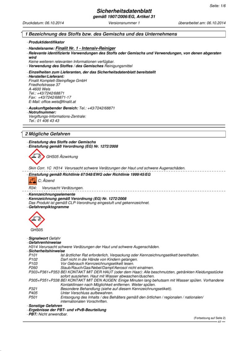 Finalit Nr. 1 Intensiv-Reiniger-1 l von Finalit