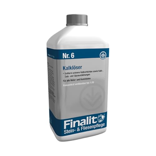 Finalit Nr. 6 Kalklöser (sauer) | 1x 1L |Sehr starker Kalkentferner für hartnäckige Ablagerungen und Kristallwasserflecken | Für Natur- & Kunststeine geeignet von Finalit