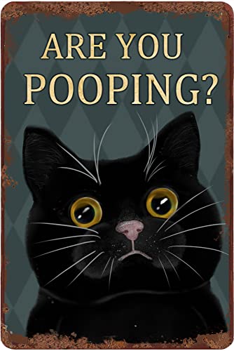 Niedliches schwarzes Katzen-Toilettenschild – lustige Katze Badezimmer Dekor – einzigartige Dekoration für Toilette, Gästebad, Puderzimmer, Ruhezimmer – cooles lustiges Einweihungsgeschenk oder Gag von Finamille