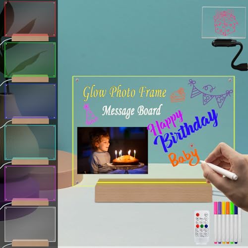 Acrylrahmen, 21,6 x 30,5 cm, beleuchteter Holzsockel, Fotorahmen mit 7 wechselnden Farben, dicker, rahmenloser, transparenter Bilderrahmen mit magnetischem DIY trocken abwischbarem Rahmen mit Markern Acrylrahmen, 21,6 x 30,5 cm, beleuchteter Holzsockel, Fotorahmen mit 7 wechselnden Farben, dicker, rahmenloser, transparenter Bilderrahmen mit magnetischem DIY trocken abwischbarem Rahmen mit Markern von Fincoly