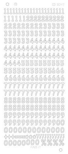 Findit Spiegel-Stickerbogen Zahlen Platinum 100 x 230mm Silber. Silber von Find It