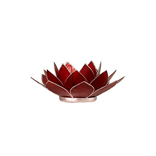 Find Something Different Etwas Finden Verschiedene Capiz Shell Rot Silber Rand Lotus Chakra Kerze Teelichthalter, Bambus, Mehrfarbig von Find Something Different