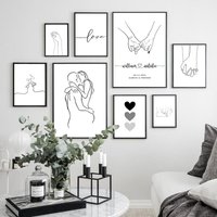 Personalisierte Liebe Wandposter | Schwarzweiße Wandkunst Abstrakt Line Art Leinwand Wandbilder Hochzeit Verlobung Dekoration von FindaTrend
