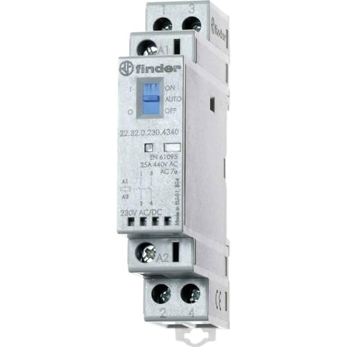 finder 223200244340PAS Installationsschütze, modular, 24 VAC/DC, 2 Schließer, Öffner, 25 A, Kontaktmaterial: AgSnO2, mechanische Anzeige, LED-Anzeige, mit Schalter Grau finder 223200244340PAS Installationsschütze, modular, 24 VAC/DC, 2 Schließer, Öffner, 25 A, Kontaktmaterial: AgSnO2, mechanische Anzeige, LED-Anzeige, mit Schalter Grau von Finder