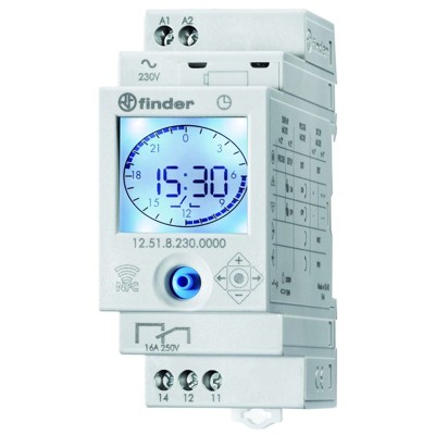 Schaltuhr digi 184-253VAC 1kan Wechs 2TE 52596h REG 24h Programm Wochenprogramm von Finder