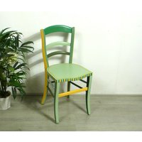 Antiker Küchenstuhl Antik Vollholz in Shabby Metallic Mint Von Um 1900 von FindingsFromOldTimes