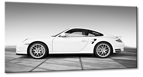 Bild auf Leinwand Porsch 911 Weiss Größe: 33cm x 60cm | Porsche 911 S Schwarzweiß Silber Weiß Bilder Carrera Klassiker XXL | Aus der Serie Porsche 911 | Farbe: weiss | Rubrik: porsche + Auto Bilder von Fine-Art-Manufaktur