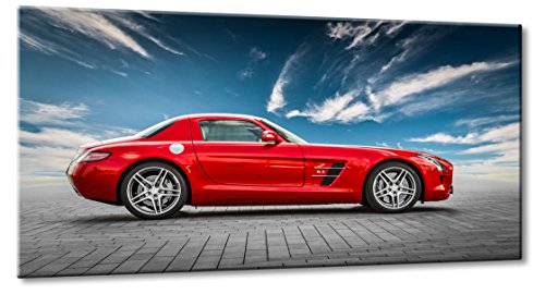 Bild auf Leinwand SLS Legend Größe: 33cm x 60cm | Rot Mercedes-Benz Rot SLS AMG Roadster HDR Auto Sport Flügeltürer | Aus der Serie der neue SLS | Farbe: rot | Rubrik: mercedes + Auto Bilder von Fine-Art-Manufaktur