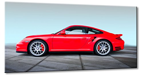 Fine-Art-Manufaktur Bild auf Leinwand 911er Traum in Rot Größe: 33cm x 60cm | Porsche 911 Turbo Coupé 997 Rot Lounge | Porsche 911 Turbo Coupé 997 Rot | Farbe: rot | Rubrik: Porsche + Auto Bilder von Fine-Art-Manufaktur