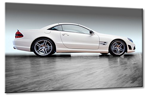 Fine-Art-Manufaktur Bild auf Leinwand Mercedes SL Weiß Größe: 70cm x 105cm | Daimler Benz Mercedes SL AMG Roadster | 0 | Farbe: Weiss | Rubrik: Cars + Auto Bilder von Fine-Art-Manufaktur