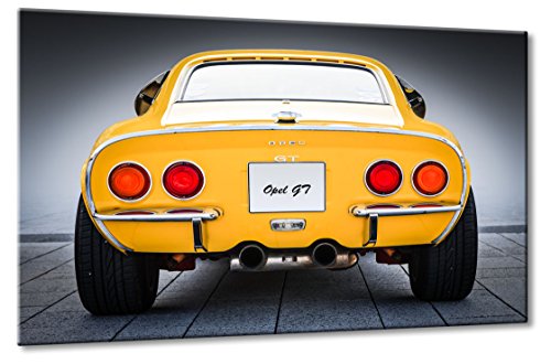 Fine-Art-Manufaktur Bild auf Leinwand Opel GT Speed Größe: 40cm x 60cm | Opel GT Gelb Oldtimer Klassiker Auto Bilder Heck Sportwagen Design | | Farbe: orange | Rubrik: opel + Auto Bilder von Fine-Art-Manufaktur