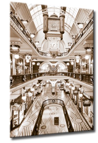 Fine-Art-Manufaktur Bild auf Leinwand Sydney Mall Größe: 70cm x 105cm | Sydney Sepia Australien Victoria Mall | Warenhaus in Sydney, Australien | Farbe: Sepia | Rubrik: oceanien + Städte von Fine-Art-Manufaktur