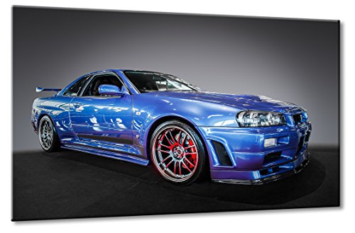 Fine-Art-Manufaktur Nissan Skyline R34 GT-R V-Spec GT A GTR Blau Supersportwagen Kunst | Aus der Serie Supersportwagen | Farbe: blau | Rubrik: Cars + Auto Bilder von Fine-Art-Manufaktur