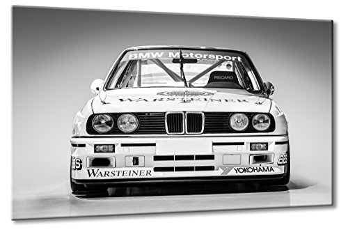 Leinwanddruck 0 Größe: 70 x 105 cm | BMW DTM Rennwagen 3 3er Schwarzweiß Wandbild Art Kunst Oldtimer | Aus der Serie BMW Sportwagen | Farbe: schwarzweiss | Rubrik: + Auto-Motive von Fine-Art-Manufaktur