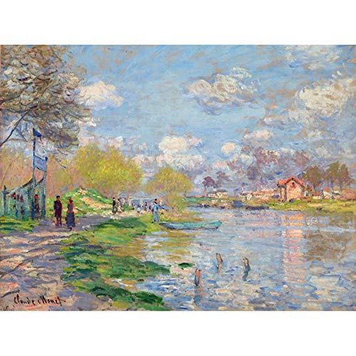 Claude Monet Spring By The Seine Kunstdruck, Leinwand, Premium-Wanddekoration, Poster, Wandbild von Fine Art Prints