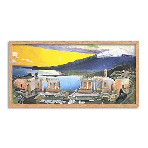 Csontvary Kosztka Tivadar Ruins Of The Greek Theatre At Taormina Long Framed Art Print Wall Poster 25x12 inch griechisch Theater Wand von Fine Art Prints