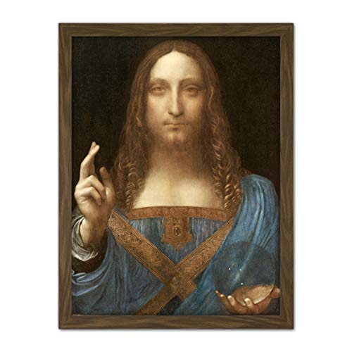 Da Vinci Salvator Mundi World Saviour Jesus Painting Artwork Framed Wall Art Print 18X24 Inch Welt Malerei Wand von Fine Art Prints