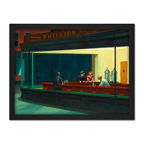 Fine Art Prints Edward Hopper Nighthawks Kunstdruck, gerahmt, 45,7 x 61 cm von Fine Art Prints
