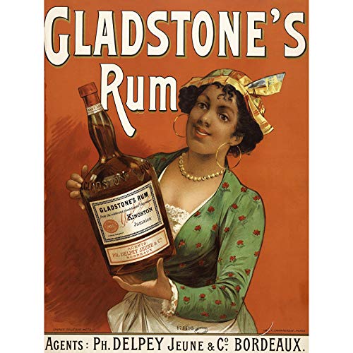 Fine Art Prints Champenois Gladstone's Rum Jamaika Werbung, großer Kunstdruck auf Leinwand, hochwertiges Wandbild von Fine Art Prints
