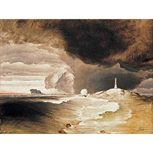 Fine Art Prints Peder Balke Leuchtturm an der norwegischen Küste, extra großer Kunstdruck, Wandbild, Poster, Premium XL von Fine Art Prints