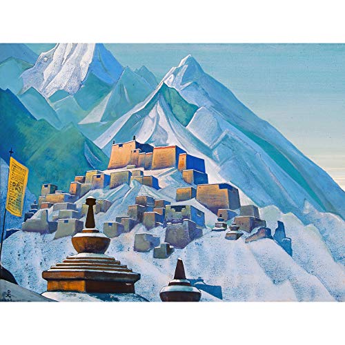 Fine Art Prints Roerich Tibet Himalaya Symbolist Berglandschaft Malerei großer Wandkunstdruck Leinwand Premium Wandbild von Fine Art Prints