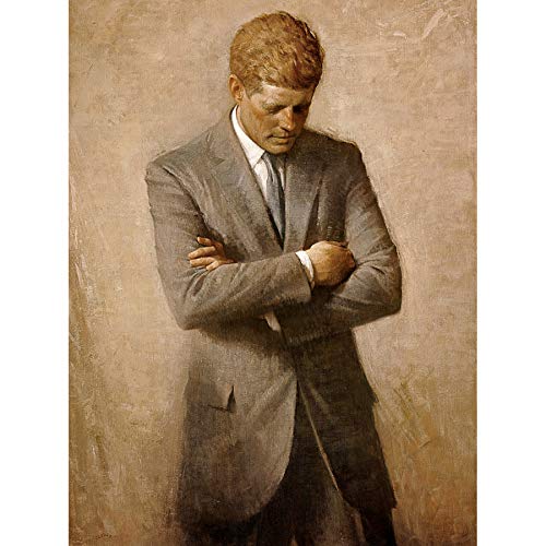 Fine Art Prints Shikler Offizielles Porträt des US-Präsidenten John Kennedy JFK Gemälde Kunstdruck Leinwand Premium Wanddekoration Poster Wandbild von Fine Art Prints