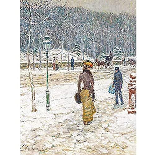 Fine Art Prints Hassam New York Street Snow Winter Impressionistisches Gemälde ungerahmt Wandbild Kunstdruck Poster Home Decor Premium von Fine Art Prints