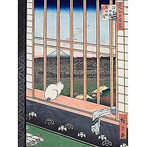Hiroshige Asakusa Fields 100 Ansichten Edo Katze Vintage Japanische Malerei Kunstdruck Leinwand Premium Wanddekoration Poster Wandbild von Fine Art Prints