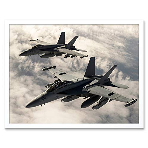 Hook Military USA USAF F-18 Hornet Jet Fighters Photo Art Print Framed Poster Wall Decor 12x16 Inch von Fine Art Prints