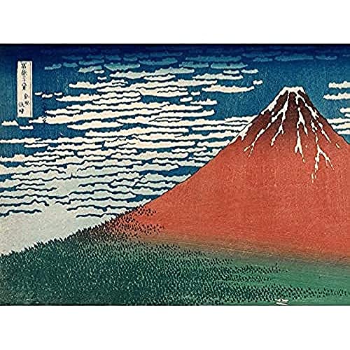 Katsushika Hokusai Fine Wind Red Fuji Kunstdruck Leinwand Premium Wanddekoration Poster Wandbild von Fine Art Prints
