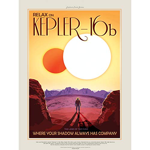 Kepler-16b Wandkunst-Poster, Motiv: Relax Land Zwei Sonnen, NASA Weltraumtouren, 45,7 x 61 cm von Fine Art Prints
