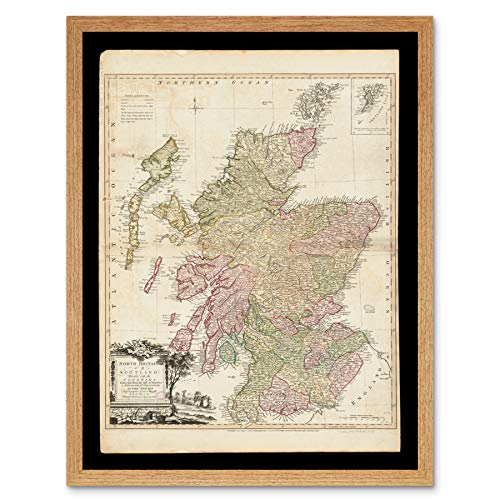 Kitchin 1778 Map Scotland Counties North Britain Art Print Framed Poster Wall Decor 12x16 inch Karte Schottland Großbritannien Wand Deko von Fine Art Prints