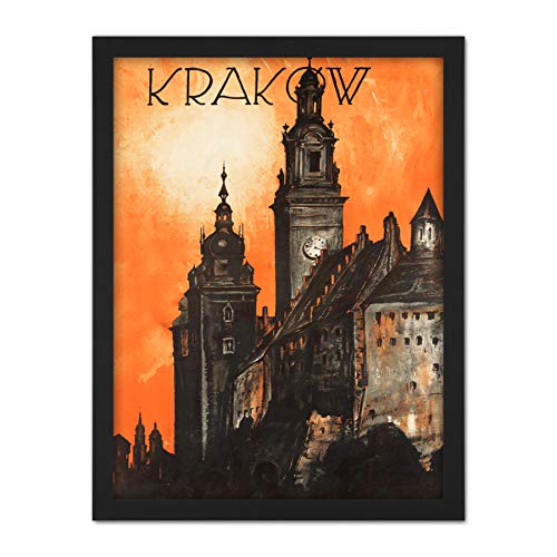 Krakow Poland Wawel Cathedral Travel Tourism Vintage Advert Large Framed Art Print Poster Wall Decor 18x24 in Polen Dom Reise Tourismus Jahrgang Werbung Wand Deko von Fine Art Prints
