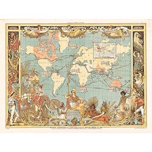 Fine Art Prints Crane 1886 Bilderkarte British Empire World, groß, Wandkunstdruck auf Leinwand, 45,7 x 61 cm von Fine Art Prints