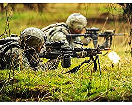 Militär USA Army Soldat Alpha Company M249 Machine Gun Foto-Kunstdruck Leinwand Premium Wanddekoration Poster Wandbild von Fine Art Prints