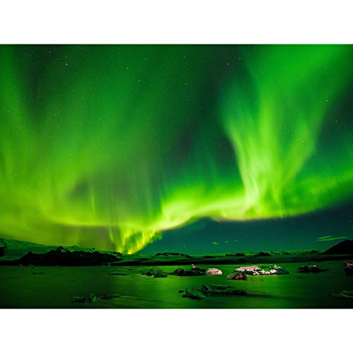 Northern Lights Aurora Borealis Kunstdruck auf Leinwand, groß, Grün von Fine Art Prints
