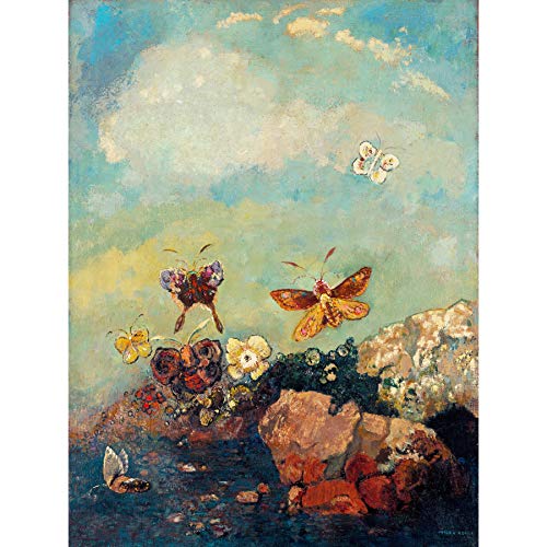 Fine Art Prints Odilon Redon Schmetterlinge, extra großer Kunstdruck Wandbild, Poster, Premium XL von Fine Art Prints
