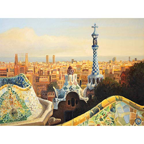 Fine Art Prints Park Güell Gemälde Barcelona Kunstdruck Leinwand Premium Wanddekoration Poster, 30,48 x 40,64 cm von Fine Art Prints
