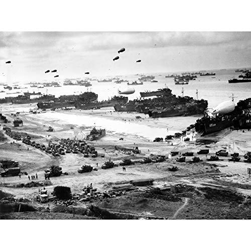 Poster mit US-Landungsschiffen, Omaha Strand D-Day 1944, großes Kunstdruck, dickes Papier, 45,7 x 61 cm von Fine Art Prints