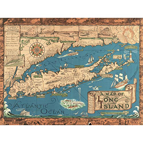 Smith 1933 Poster, Motiv Karte Long Island Ny History, groß, 45,7 x 61 cm von Fine Art Prints