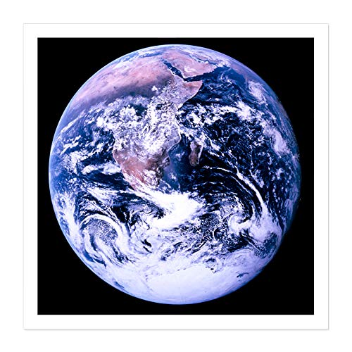 Space NASA Earth Apollo 17 Blue Marble Photograph Square Wooden Framed Wall Art Print Picture 16X16 Inch Platz Blau Fotografieren Holz Wand Bild von Fine Art Prints