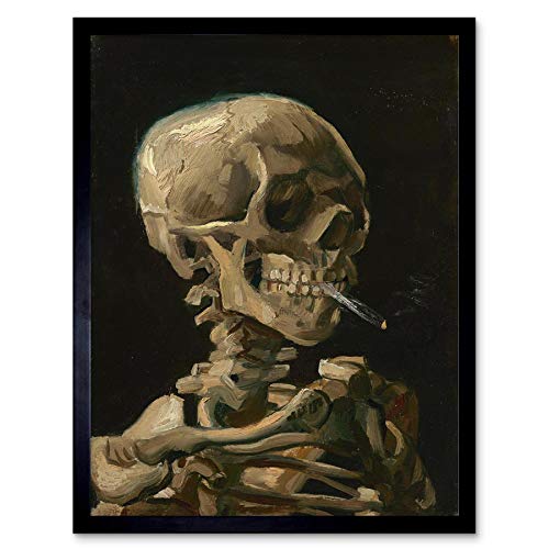 Van Gogh Head Skeleton Burning Cigarette Art Print Framed Poster Wall Decor Kunstdruck Poster Wand-Dekor-12X16 Zoll von Fine Art Prints