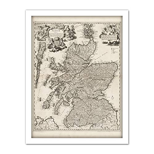 Visscher 1689 Pictorial Map Kingdom Scotland Large Framed Art Print Poster Wall Decor 18x24 in Karte König Schottland Wand Deko von Fine Art Prints