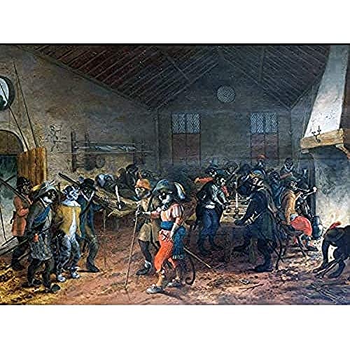 Vrancx Uniformed Monkeys Arrest Cat Allegory Gemälde ungerahmt Wand Kunst Poster Home Decor Premium von Fine Art Prints