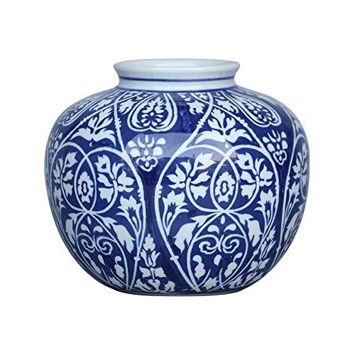 Fine Asianliving Chinesische Vase Blau Weiß Porzellan D23xH20cm China Dekorative Vase Blumenvase Orientalische Keramik Vase von Fine Asianliving