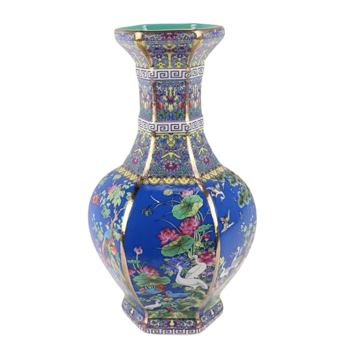 Fine Asianliving Chinesische Vase Porzellan Blumen Vögel Blau D19xH32cm China Dekorative Blumenvase Orientalische von Fine Asianliving