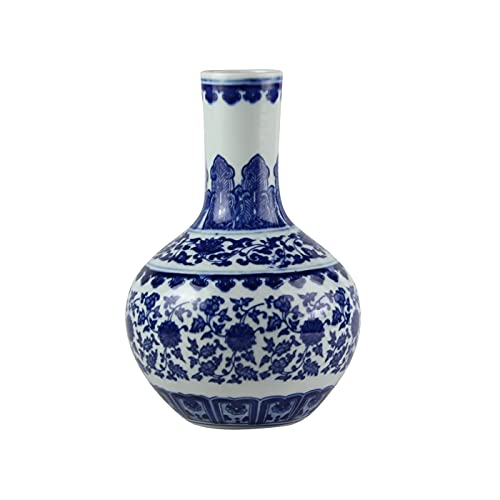 Fine Asianliving Chinesische Vase Porzellan Lotus Blau Weiß D20xH30cm China Dekorative Blumenvase Orientalische von Fine Asianliving